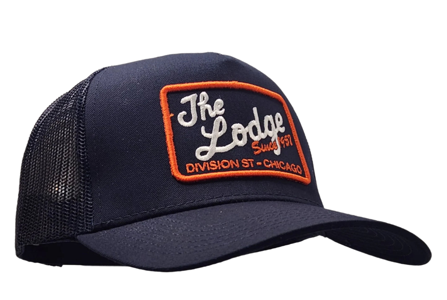The Lodge Navy Blue & Orange Trucker Hat - LMG Shop