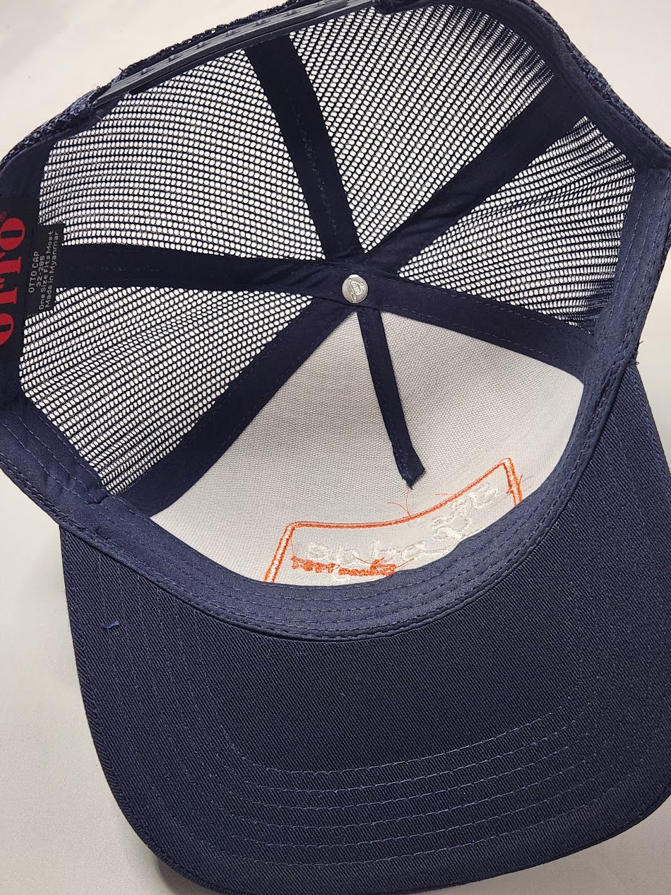 The Lodge Navy Blue & Orange Trucker Hat - LMG Shop