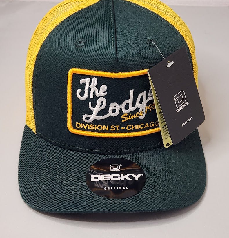 The Lodge Patch Trucker Hat Green & Yellow - LMG Shop