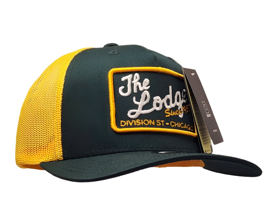 The Lodge Patch Trucker Hat Green & Yellow - LMG Shop