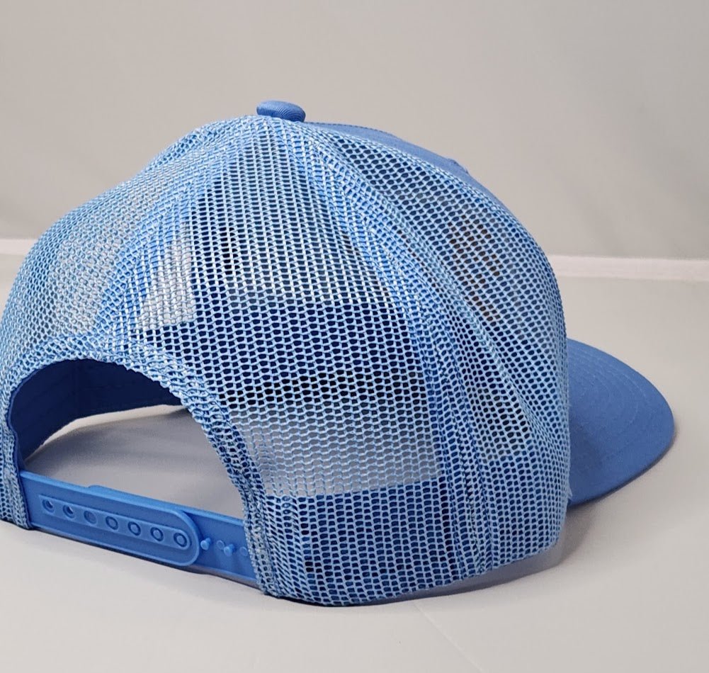 The Lodge Patch Trucker Hat Sky Blue & Yellow - LMG Shop