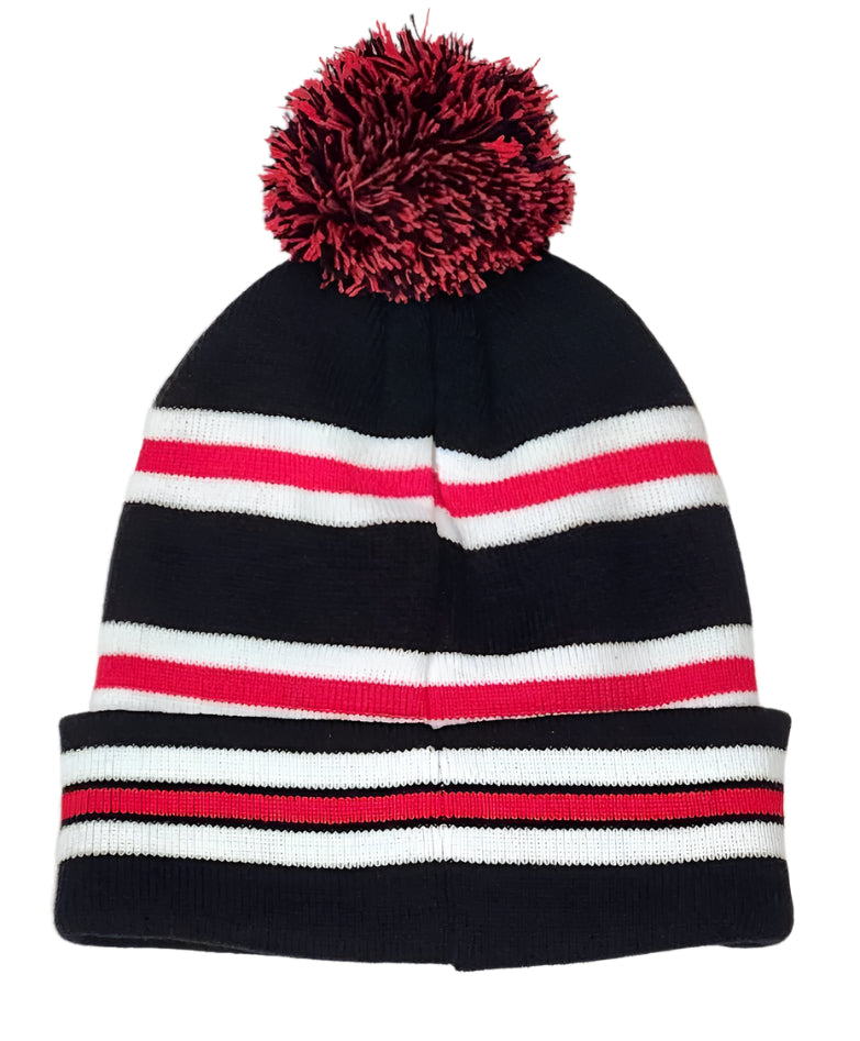 The Lodge Tavern Chicago Striped Winter Pom Beanie Hat - LMG Shop