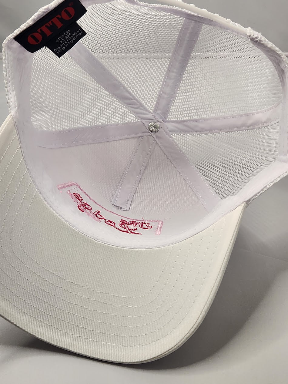 The Lodge White, Red & Pink Trucker Hat - LMG Shop