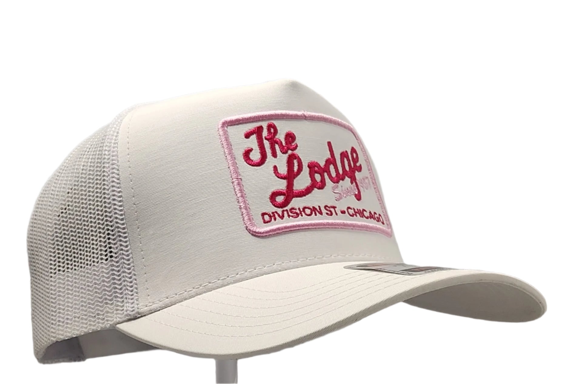 The Lodge White, Red & Pink Trucker Hat - LMG Shop